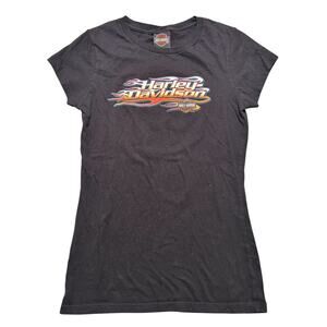 Vintage HARLEY DAVIDSON T-SHIRT Flames Carson city Women’s size Medium nevada